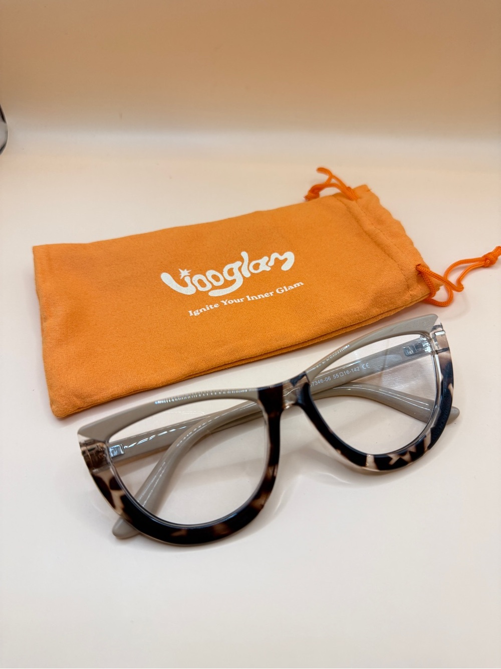Vooglam Tortoiseshell Clear Lens Glasses - Brown/Beige, no prescription